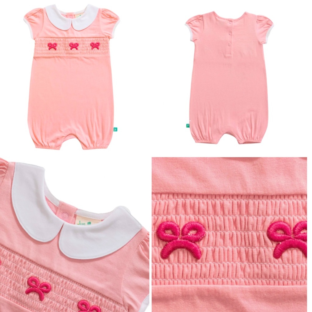 Pink Baby Romper with White Collar - Picture 2 of 5